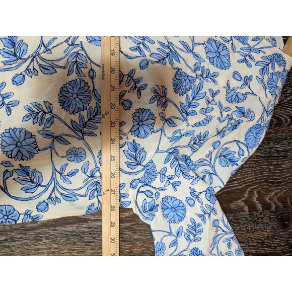 Croft & Barrow Womens 2X Tunic Blouse Cream Blue Floral Print V Neck 3/4 Sleeve - Picture 6 of 7